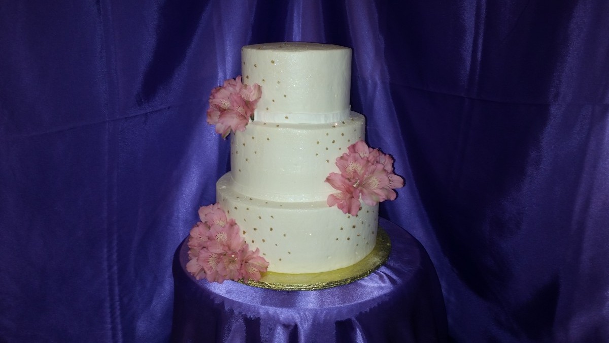 Pink Gold Wedding Cake