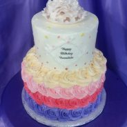 Rainbow Rosette Birthday Cake