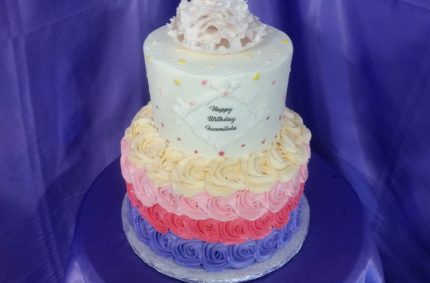 Rainbow Rosette Birthday Cake