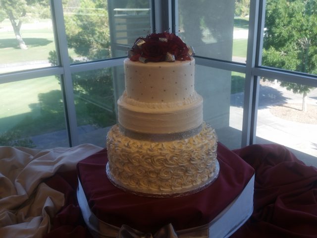 Silver Burgundy Wedding Cake