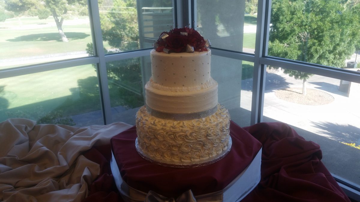 Silver Burgundy Wedding Cake