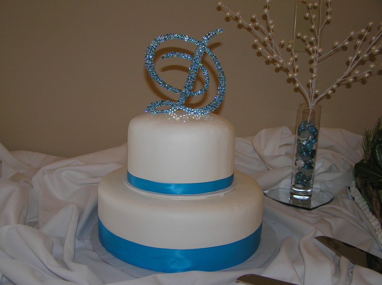 Teal Ribbon Economy Cake